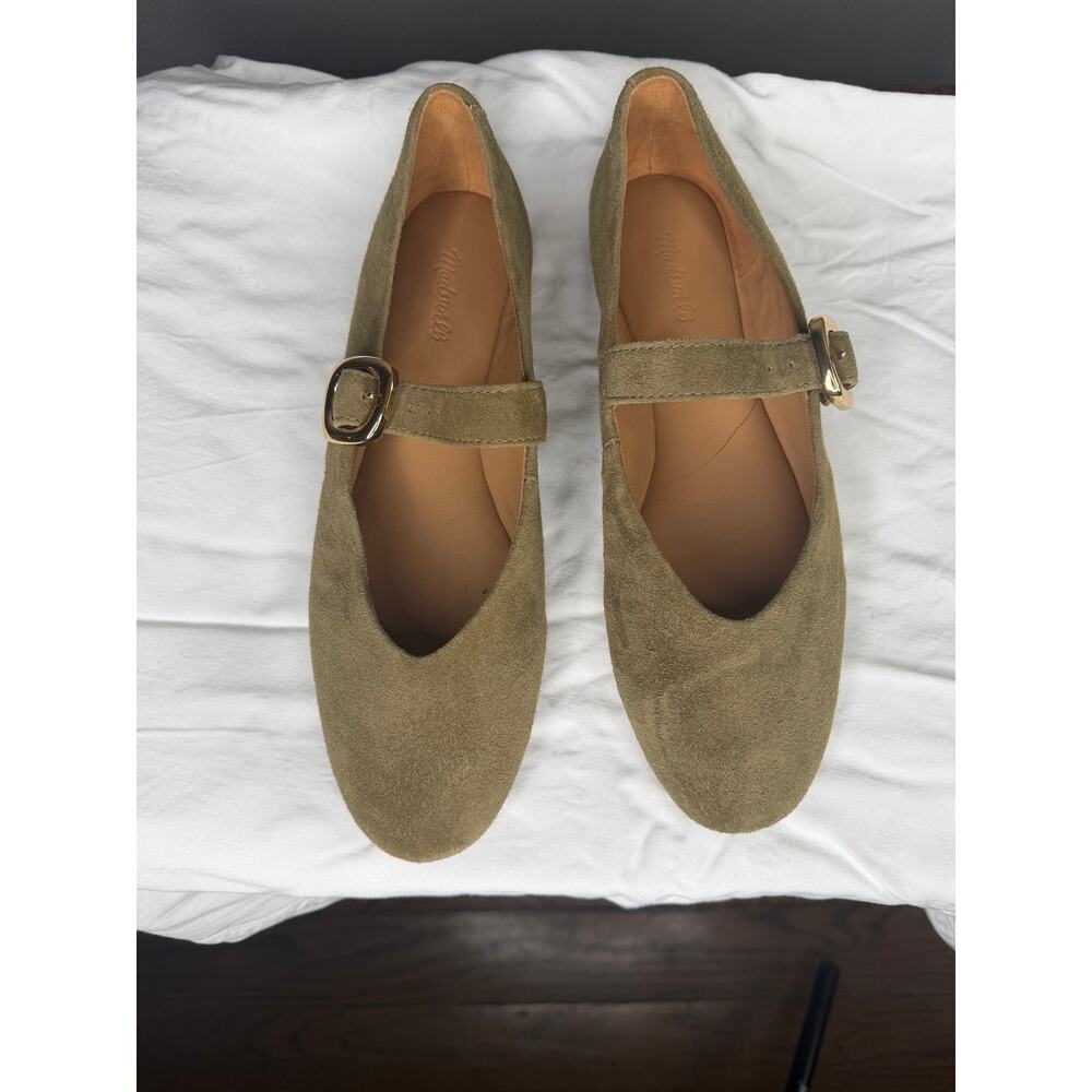 Madewell The Remy Mary Jane Flat in Aged Olive Green Suede Size 8 - Picture 3 of 16